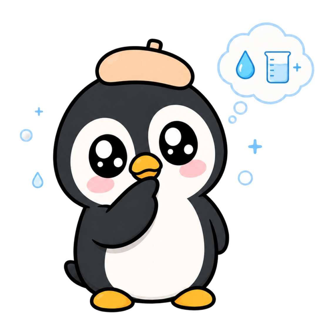 SipPal Water penguin holding a glass of water